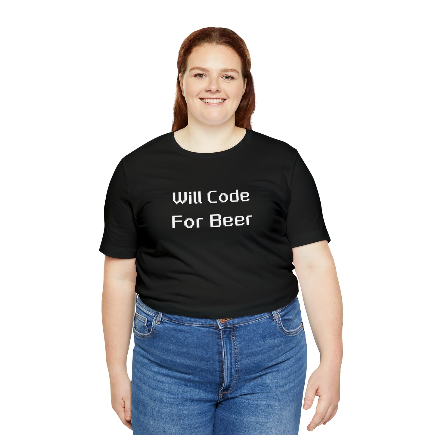 Will Code For Beer - 8-Bit Font | T-Shirt