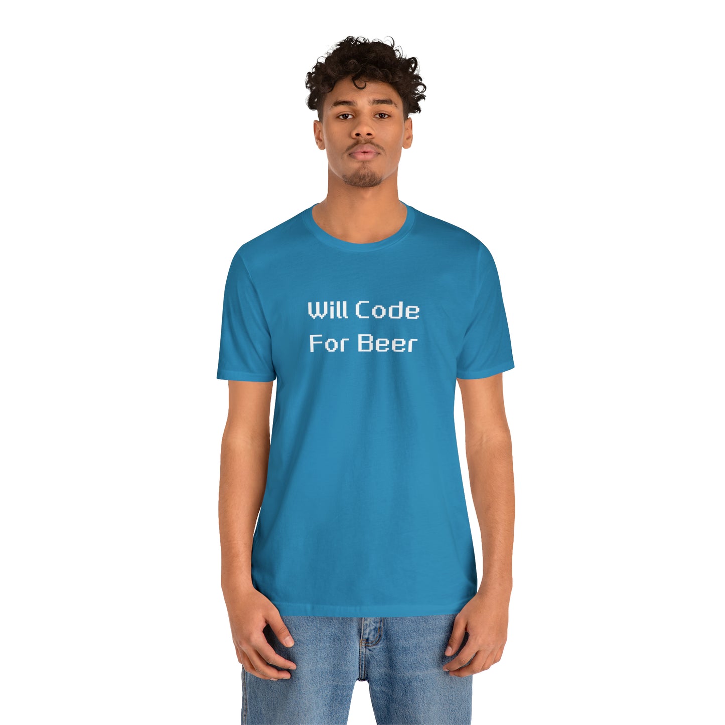 Will Code For Beer - 8-Bit Font | T-Shirt