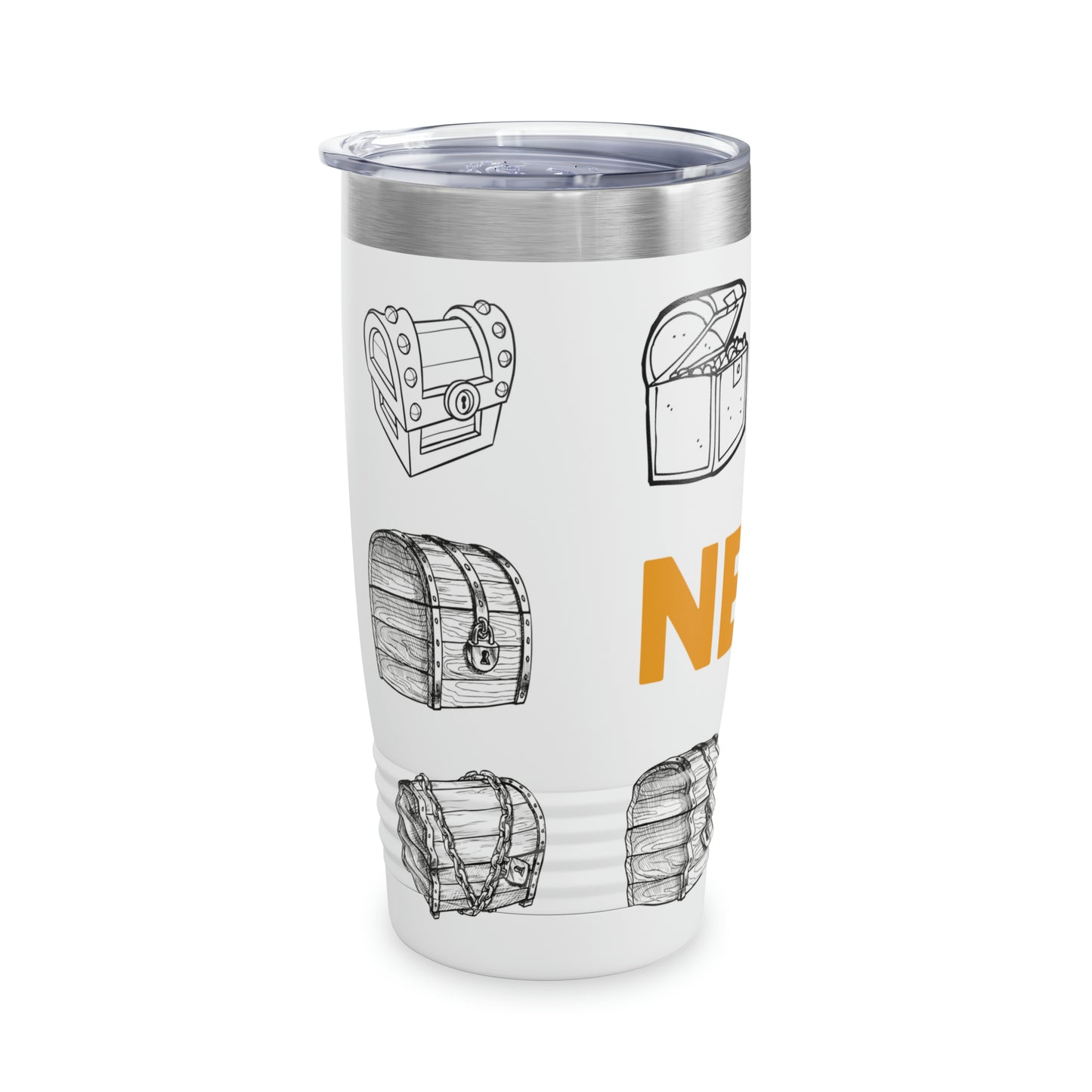 Nerd Treasure Chest - Black and White - With Logo - Ringneck Tumbler, 20oz