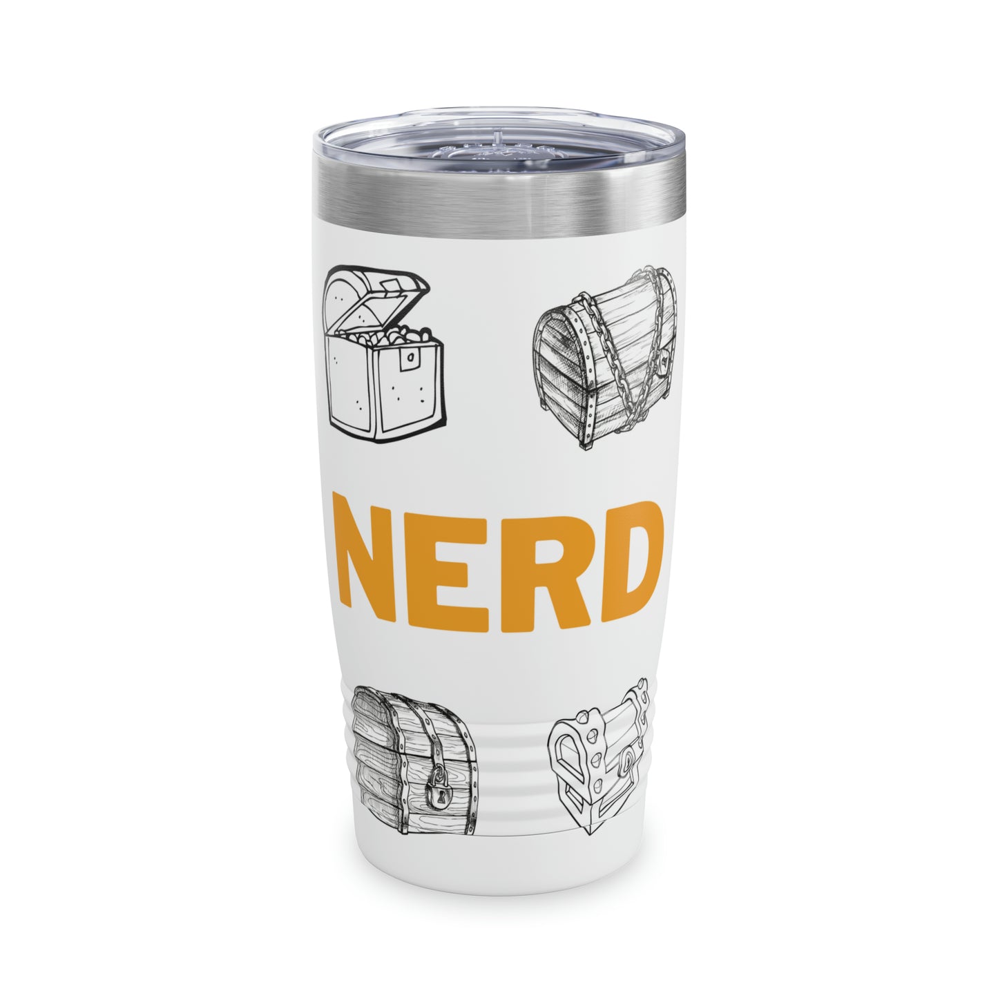 Nerd Treasure Chest - Black and White - With Logo - Ringneck Tumbler, 20oz