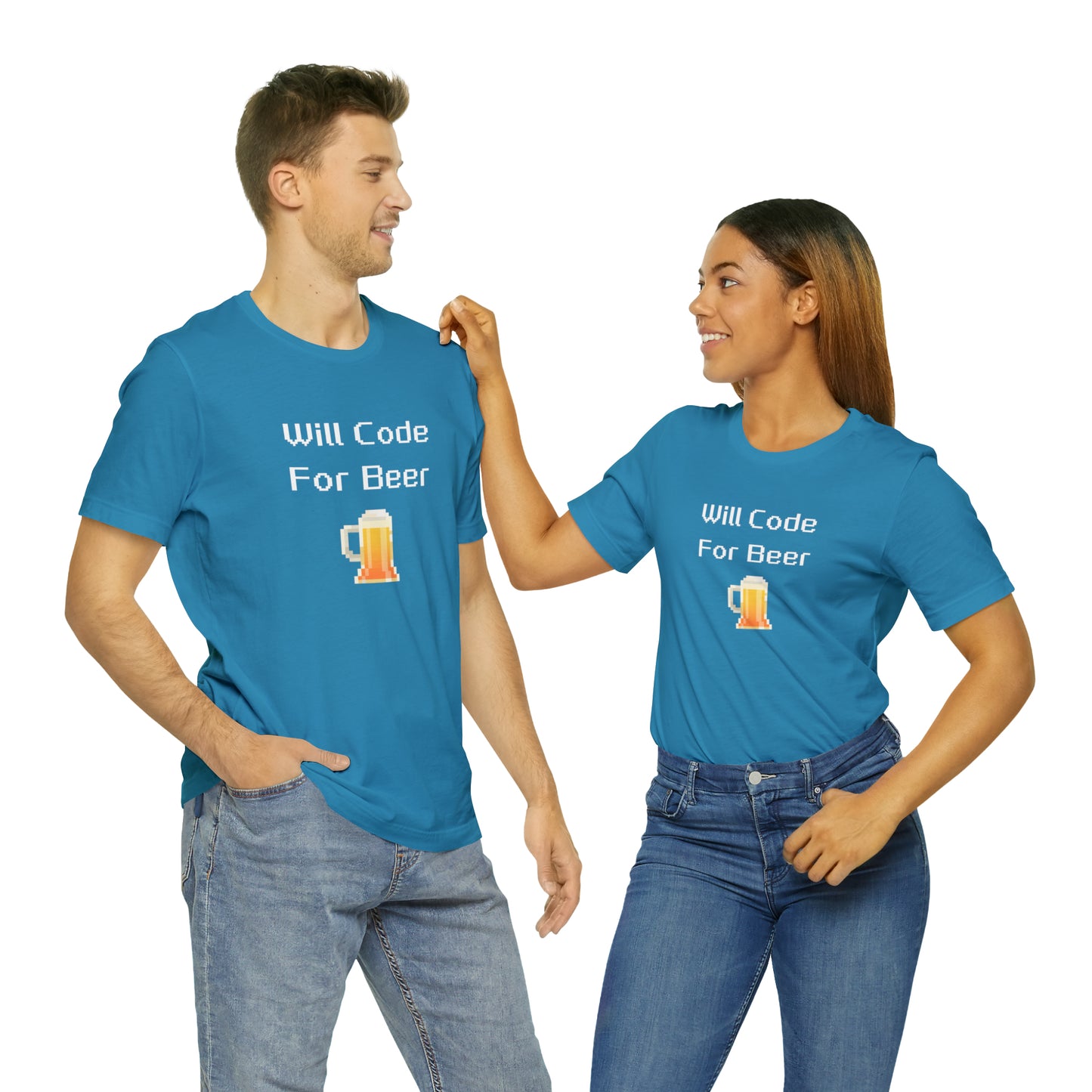 Will Code For Beer T-shirt With 8-bit Beer Graphic - variation 1