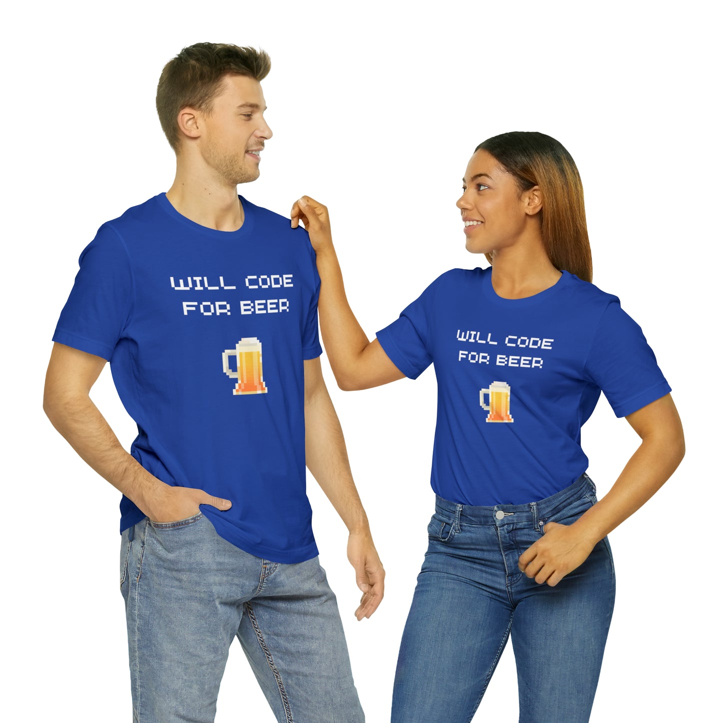 Will Code For Beer T-shirt With 8-bit Beer Graphic - variation 2