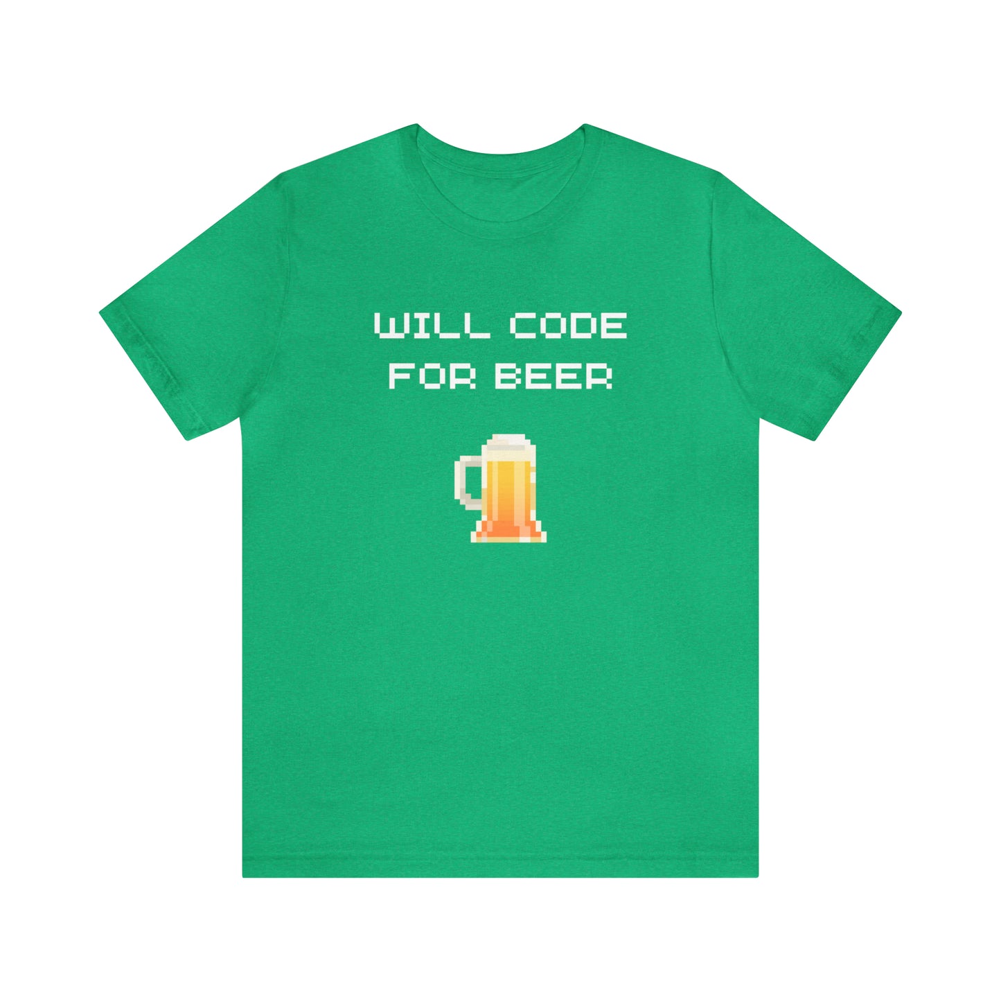 Will Code For Beer T-shirt With 8-bit Beer Graphic - variation 2